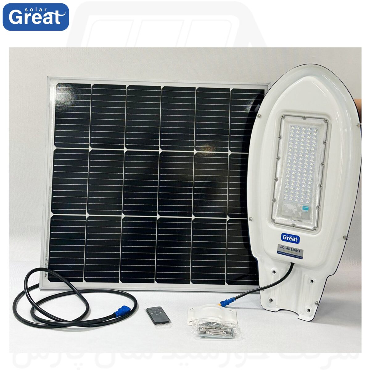 چراغ خورشیدی 105 وات پنل جدا 5600 لومن Great Solar 105W Solar Light 5800 Lumens - Image 1